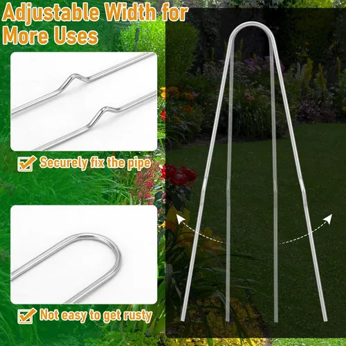 Miniatura 3 de Yaocom 100 estacas de riego por goteo de 6 pulgadas, estacas de manguera de jardín curvadas de metal en forma de U, piezas de tubería de riego