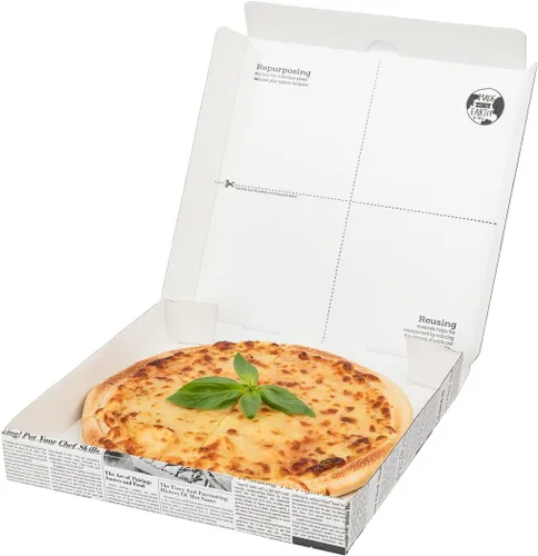 Miniatura 9 de Restaurantware Eco Pie - Cajas de pizza de 10.6 x 10.6 x 1.7 pulgadas, 50 cajas de entrega de pizza corrugada, reutilizables como platos, cajas