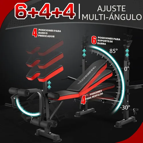 Miniatura 4 de OPPSDECOR Juego de banco de pesas todo en uno de 900 libras con estante para sentadillas, banco de entrenamiento ajustable con desarrollador