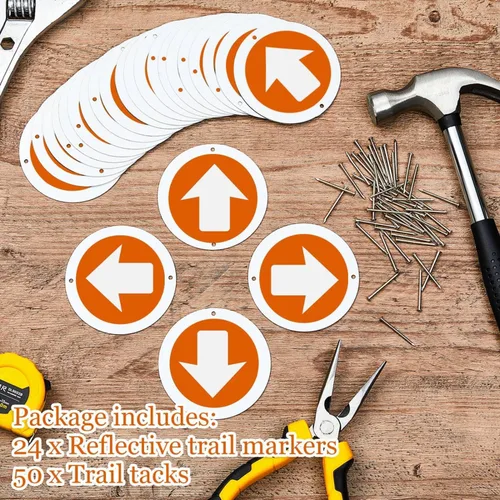 Miniatura 3 de Amylove Reflective Trail Markers Bright Lightweight Signs Glow Trail Arrows Markers for Tree Marking Reflector Camping Hunting Hiking and More
