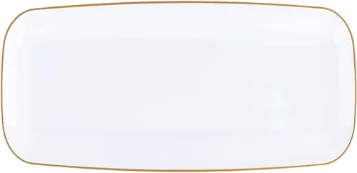 Miniatura 11 de Plasticpro Bandejas de plástico para servir, platos rectangulares negros con borde dorado de 8 x 11 pulgadas, platos desechables para fiestas