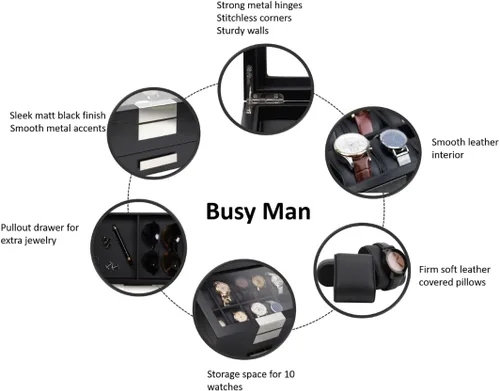 Miniatura 9 de Decorebay Busy Man - Vitrina de lujo y organizador de joyas para hombre