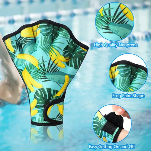 Miniatura 3 de Honoson 2 pares de guantes de natación para mujer, guantes aeróbicos acuáticos, resistencia al agua, malla para hombres y mujeres, unisex
