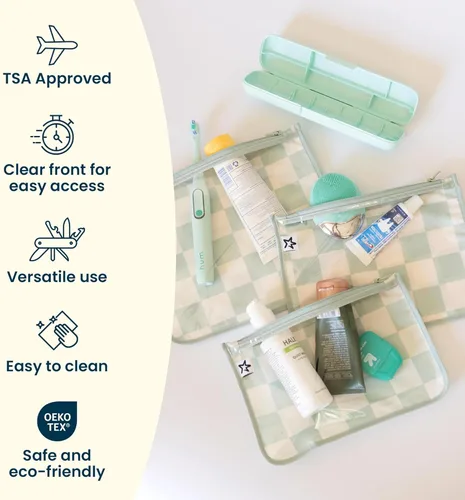 Miniatura 5 de Tiny Twinkle Diaper Bag Organizing Pouches 3 Pack Mess-Proof Clear Front Travel Organizer Bags&TSA Approved Toiletry Bag Set for Baby and Mom Azul