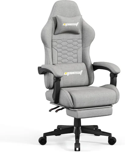 Miniatura 7 de Silla de gamer, sillas ergonómicas de computadora para adultos con reposapiés, silla de oficina de piel sintética con soporte lumbar ajustable