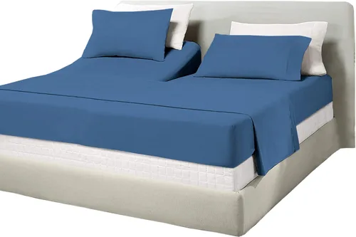 Miniatura 39 de Juego de sábanas de algodón de 600 hilos tamaño Queen dividido para base de cama ajustable, juego de sábanas de 4 piezas con bolsillo profundo