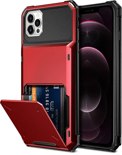 Miniatura 13 de Vofolen Funda compatible con iPhone 12, cartera 5G, 4 ranuras para tarjetas, tarjetero con bolsillo oculto, doble capa, cubierta trasera protectora