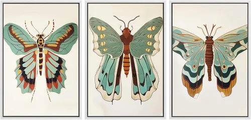 Miniatura 28 de SIGNWIN Lienzo enmarcado para pared, juego de arte de collage de hojas transparentes en blanco y negro, ilustraciones de naturaleza silvestre, arte