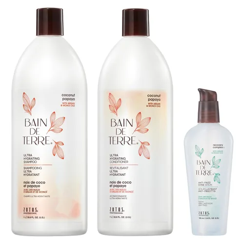 Miniatura 8 de Bain de Terre Acondicionador ultra hidratante de papaya de coco, para eliminar la humedad para cabello seco y dañado, con aceites de argán y monoi