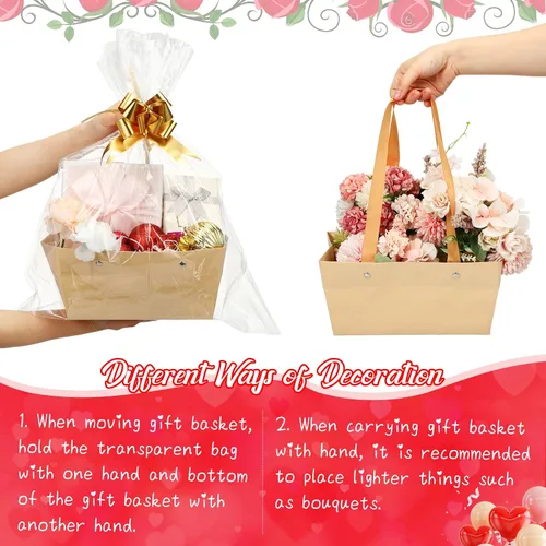Miniatura 4 de PerKoop - Paquete de 24 cestas de regalo vacías a granel para regalos, bolsas de plástico transparente vacías de 6.5 x 9.8 pulgadas de grosor, cesta