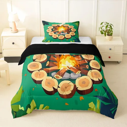 Miniatura 30 de Erosebridal Juego de edredón de pesca tamaño individual para hombres, juego de ropa de cama de peces de lubina para pescadores, niños de caza