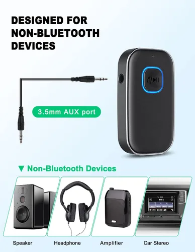 Miniatura 2 de COMSOON Adaptador AUX Bluetooth para automóvil, receptor Bluetooth con reducción de ruido para música/llamadas manos libres, receptor de audio