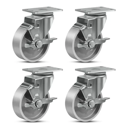 Miniatura 25 de Ruedas industriales resistentes de 3 x 1.25 pulgadas, capacidad de 350 libras, ruedas de hierro fundido y marco de acero para carros, carritos
