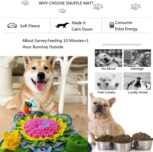 Miniatura 2 de Tapete de olfateo para perros, tapete de alimentación para cachorros, tapete para olfatear mascotas, gatos y gatos, interactivo, juguetes