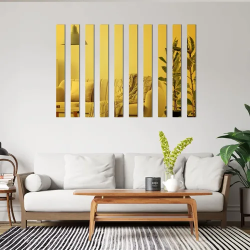 Miniatura 3 de Azulejos de espejo, azulejos de espejo de 2 x 20 pulgadas, calcomanías autoadhesivas para espejo de pared, calcomanías de espejo de pared de rayas