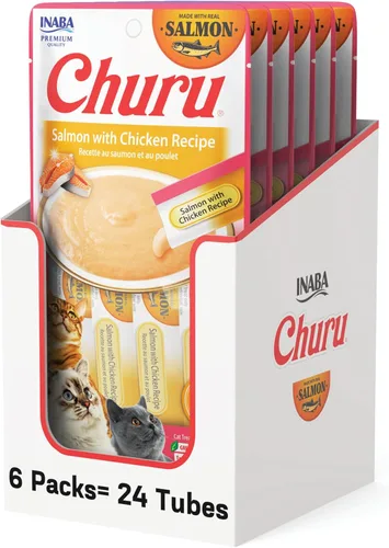 Miniatura 24 de INABA - Golosinas Churu para gatos, puré cremoso para gatos, sin cereales, que se puede lamer y exprimir / suplemento con vitamina E y taurina, 0.5