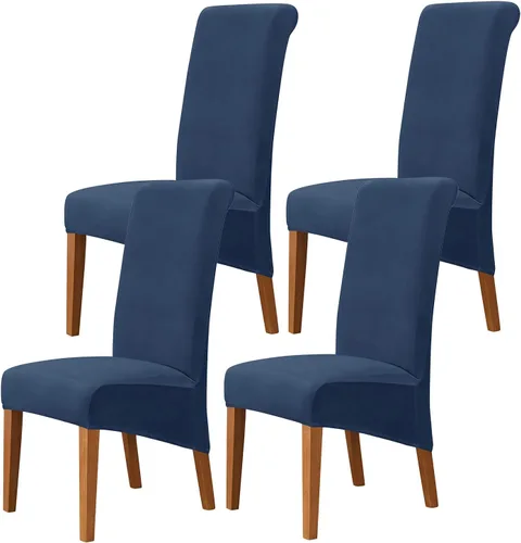 Miniatura 69 de Juego de 2 fundas de terciopelo para sillas de comedor, color beige, fundas elásticas para sillas de comedor y cocina, reutilizables, protector