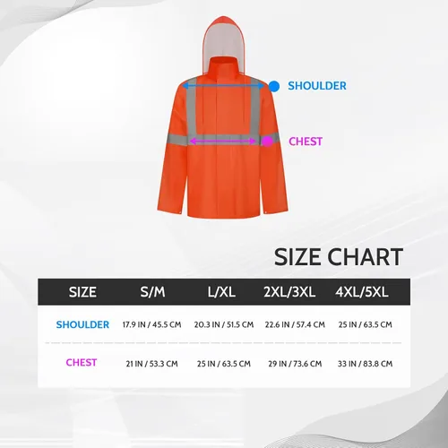 Miniatura 30 de TCCFCCT Chaqueta de lluvia de alta visibilidad para hombre, impermeable, abrigo de lluvia de alta visibilidad para hombres y mujeres con capucha