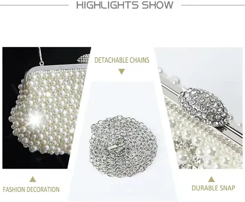 Miniatura 4 de Bolso de noche Pearl Clutch Bolso de boda GIfts para mujer