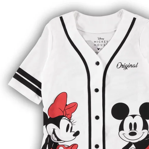 Miniatura 4 de Disney Camiseta de béisbol de Mickey Mouse con botones para mujer, diseño de Mickey y Minnie Mouse