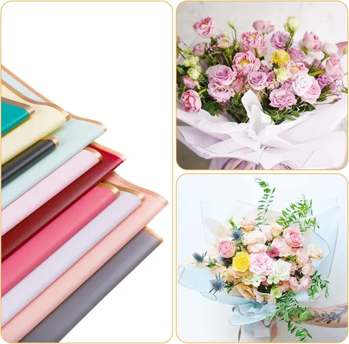 Miniatura 3 de FUSHENMU 20 hojas de papel de regalo de flores, ramo de flores, impermeable, suministros de ramo de papel para manualidades, envoltura de flores