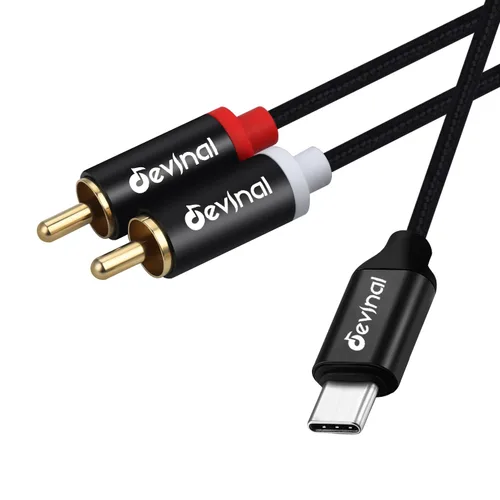 Miniatura 8 de Cable de audio USB C a 1/4 de pulgada, tipo C a doble cable auxiliar estéreo TRS de 0.250 in, divisor en Y para teléfono inteligente, tableta, 2