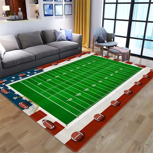 Tapete para puerta delantera, alfombra de campo de fútbol americano para interiores, alfombra de entrada de 2 x 3 pies, lavable a máquina, suave,
