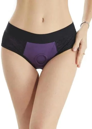 Pantalones de arnés con correa, ropa interior sin tirantes para hombres, mujeres, parejas, unisex, color negro, morado oscuro