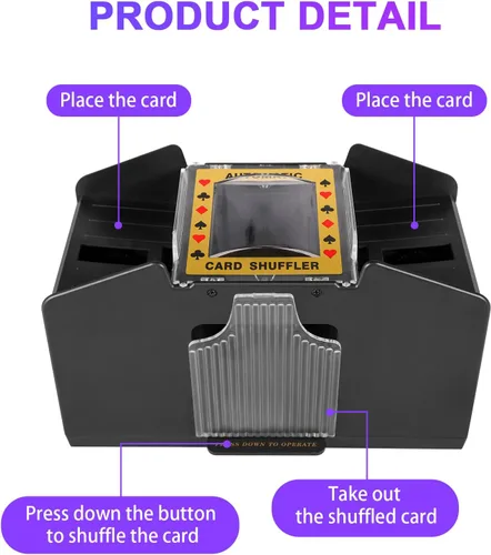 Miniatura 9 de FEIERYA Automatic Card Shuffler 2/1/4/6 Deck,Battery-Operated Electric UNO Poker Shuffler,Playing Card Shuffler for Home Card Game,Travel
