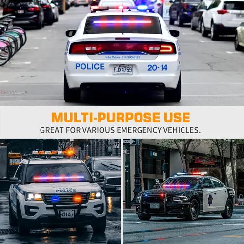 Miniatura 6 de XRIDONSEN Barra de luz de policía de 35 pulgadas para asesor de tráfico, 144 luces LED rojas y azules, luces de policía de emergencia, Rojo/Azul