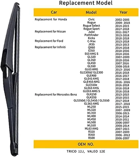 Miniatura 4 de OTUAYAUTO Escobilla limpiaparabrisas trasera de 12 pulgadas H301 - Repuesto para Nissan Rogue 2008-2023 Pathfinder 2013-2020 Juke 2011-2017 Kicks 12