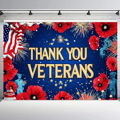 LB Telón de fondo para el Día de los Veteranos de 5 x 3 pies, Día de los Caídos americanos, para fotografía, pancarta patriótica roja, blanca y Azul