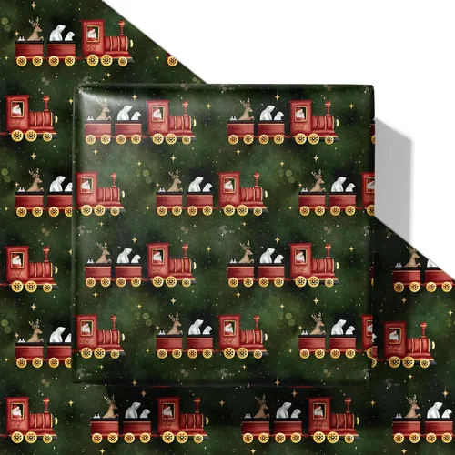 Miniatura 9 de SaringSwoon Papel de regalo de pato de Navidad, divertido envoltorio de regalo de Navidad con sombreros de Papá Noel, bastones de caramelo, patos