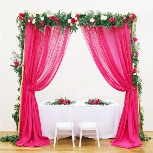 Miniatura 48 de DUOBAO Cortina de gasa roja, 2 paneles de 29 x 96 pulgadas, cortinas de fondo de boda, cortinas de playa para sala de estar, ventana de gasa