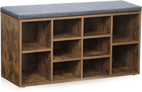 Miniatura 9 de Dopinmin Banco de almacenamiento de zapatos con 10 cubículos ajustables, banco de entrada con estantes, banco de zapatos de 3 niveles para sala