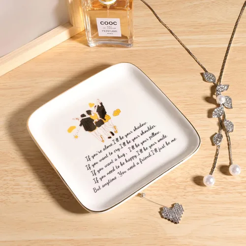 Miniatura 3 de PUDDING CABIN - Plato para anillos para regalo para amigas, mujeres, mejores amigas con el mensaje "If you're alone, I'll be your shadow. If you