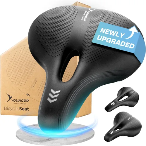 YOUNGDO Waterproof Bike Saddle with Memory Foam, Comfort Bicycle Saddle Seat Cushion Universal Fit, Shock Absorbing fit Peloton Bike Mountain Bike