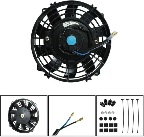 Miniatura 4 de Ventilador delgado de 10 pulgadas para radiador eléctrico Push Pull Ventilador de refrigeración 12V 80w 800 CFM Kit de montaje universal negro