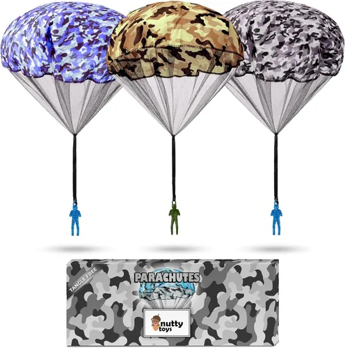nutty toys Juguetes de paracaídas del ejército para niños, paracaídas voladoras sin enredos, los mejores juguetes de interior y exterior para 4, 5,