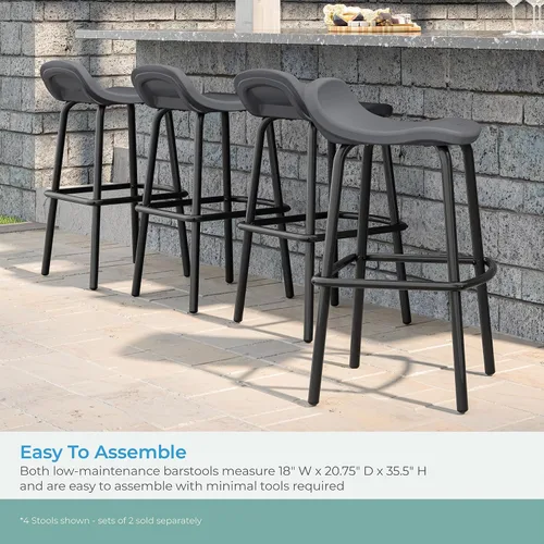 Miniatura 7 de Suncast Taburetes de bar de resina modernos para exteriores con reposapiés, juego de 2 sillas de barra resistentes a la intemperie para barra