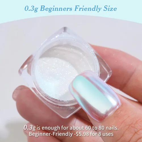 Miniatura 2 de Pretty Diva Polvo de uñas cromado Moonlight, polvo para uñas cromado de unicornio y sirena, polvo de uñas Aurora con efecto iridiscente, pigmento