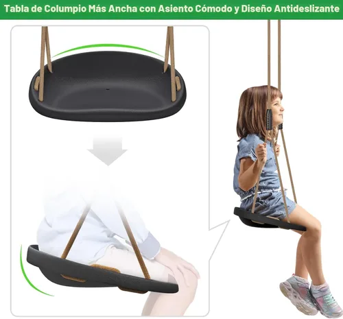 Miniatura 5 de Paquete de 2 columpios resistentes de capacidad de 500 libras con tabla de columpio más ancha y cuerda ajustable en altura de 50 a 80 pulgadas