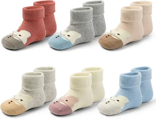 Miniatura 9 de Calcetines cálidos antideslizantes para bebés y niños, calcetines de invierno gruesos con agarres para bebés y niñas, calcetines antideslizantes