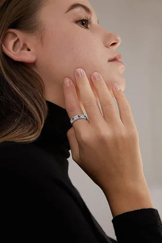 Miniatura 4 de Juego de 9 anillos giratorios de acero inoxidable multiestilo para mujeres y hombres anillos antiestrés para la ansiedad para mujeres anillos