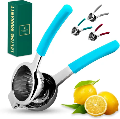 Miniatura 10 de Bellemain Exprimidor de cítricos Exprimidor de limón de metal Exprimidor de lima y limón de acero inoxidable con asas de silicona Exprimidor
