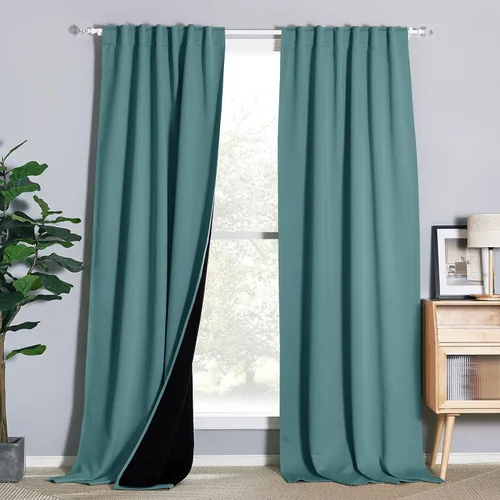 Miniatura 17 de NICETOWN Paneles de cortinas totalmente opacas para dormitorio que reducen el frío, cubiertas de ventana súper gruesas aisladas, cortinas Biscotti