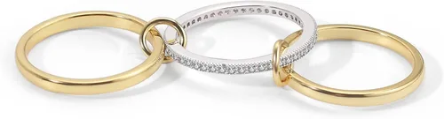 Miniatura 2 de Anillos apilables de oro para mujer, no se deslustra, juego de 3 anillos entrelazados con circonita cúbica, delicados anillos chapados en oro de 18
