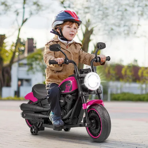 Miniatura 9 de Costzon Motocicleta para niños pequeños, motocicleta eléctrica de 6 V con ruedas de entrenamiento desmontables, arranque suave, faros delanteros