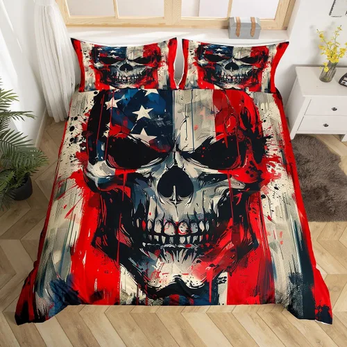 Miniatura 11 de Manfei Juego de ropa de cama de silueta de ciervo, tamaño individual, funda de edredón con patrón de flechas y cuernos con 1 funda de almohada