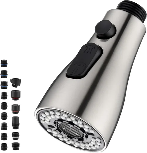 Repuesto de cabezal de grifo de cocina de metal, con 15 adaptadores, cabezal rociador de bajo plomo para grifo de fregadero extraíble, boquilla de